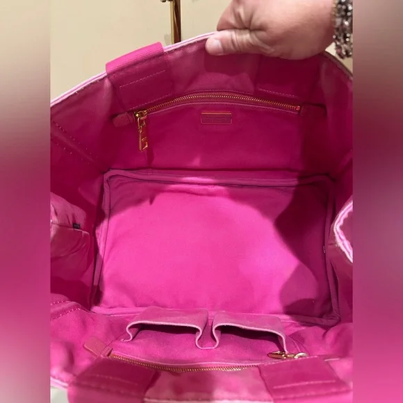 Prada Pink Canapa Canvas Tote Bag